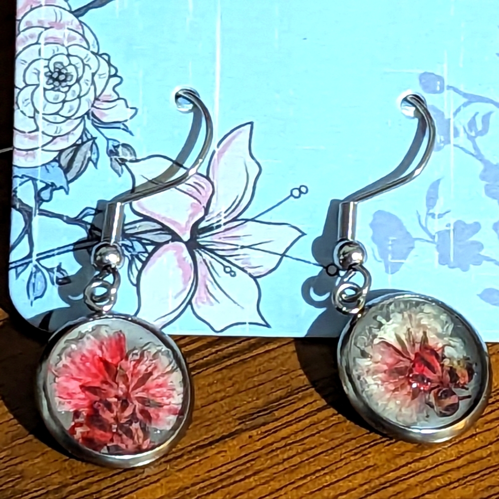 Dainty Handmade Red Flower Earrings